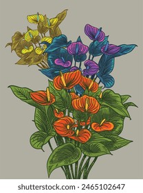 Ilustración vectorial de fondo floral dibujada a mano