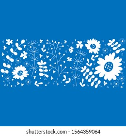 Hand drawn floral banners made of flowers and twigs of plants. Greeting card template, poster, website and more. Vector illustration.