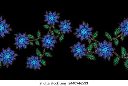 hand drawn floral batik seamless pattern