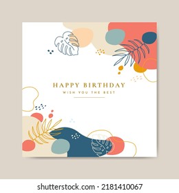 Hand Drawn Floral Birthday Card Design Template