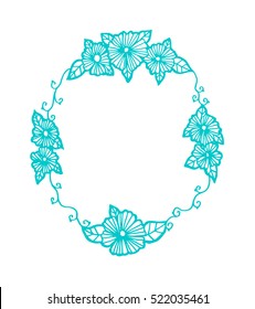 hand drawn floral border on black background