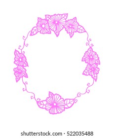 hand drawn floral border on black background