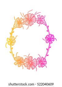 hand drawn floral border on black background