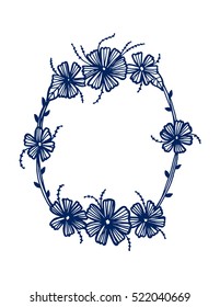 hand drawn floral border on black background