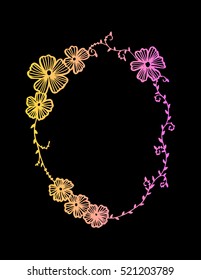 hand drawn floral border. sketchy style