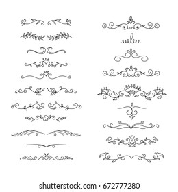 Hand drawn floral borders set