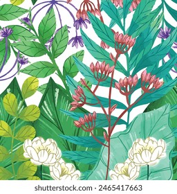 Hand drawn floral botanical background