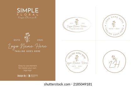 Hand drawn floral botanical logo bundle illustration collection for beauty, natural, organic Premium Vector