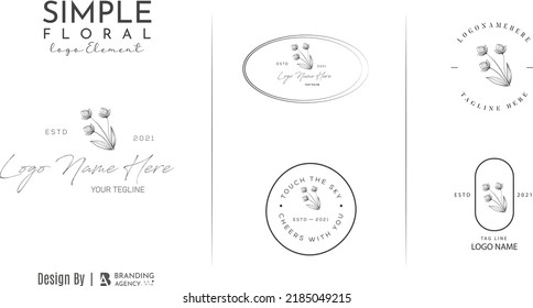 Hand drawn floral botanical logo bundle illustration collection for beauty, natural, organic Premium Vector