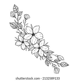 hand drawn floral with branch and leaves. best for wedding, cards, invitation decoration
