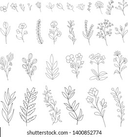 Hand drawn floral branches pack.