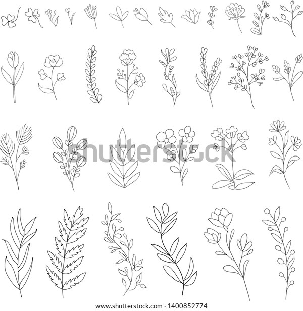 Hand Drawn Floral Branches Pack Stock Vector (royalty Free) 1400852774 