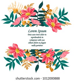 hand drawn floral card for invitations, postcards. vector botanical illustration  with bright flowers
