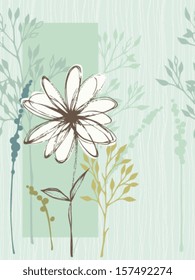 Hand drawn floral card. Seamless.
