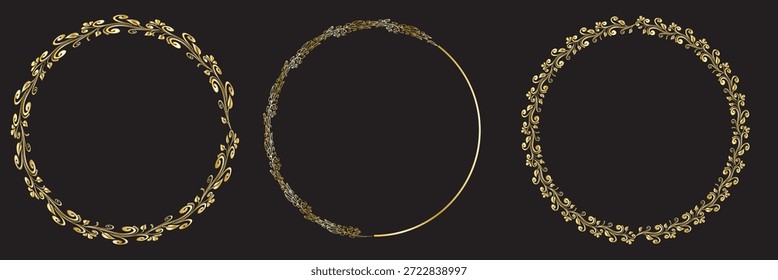 Marco de círculo floral dibujado a mano. Ilustraciones florales azules mínimas de la corona dispuestas en una fila, conveniente para las invitaciones de boda, marca, papelería, tarjeta de cumpleaños, y usos decorativos elegantes del diseño.