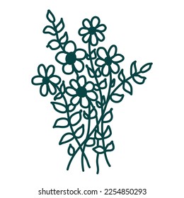 Hand drawn floral composition. Doodle flowers. Vector art. Botanical element for decoration.