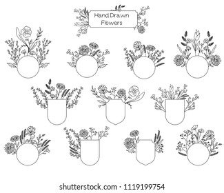 Hand drawn Floral Composition Set