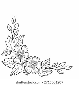 Ilustración vectorial floral dibujada a mano del borde de la esquina perfecta para las tarjetas de felicitación, invitación de la boda, decoración, ornamento
