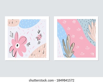 Handgezeichnete Blumendekorationen. Kreative Karte. Elemente für Banner, Poster, Einladung, Broschüre.
