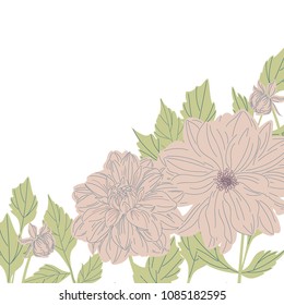 Hand Drawn Floral Decorative Element Border Template For Invitations, Postcards