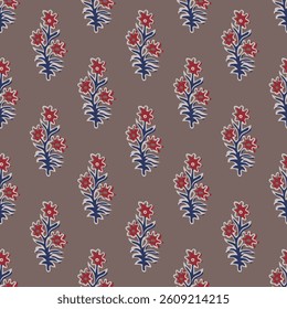 Hand Drawn floral design block print