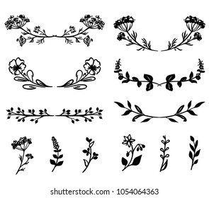 Hand drawn floral design elements. Vector illustration for design background, invitations, greeting cards, logos, flayers.