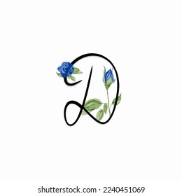 hand drawn floral design letter D typography lettering