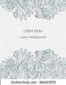 Hand drawn floral design. Vector elements with text place for invitations and cards. Henna flowers.