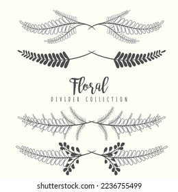 Hand drawn floral divider borders collection with branches and flower