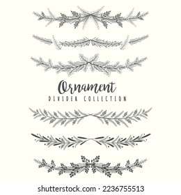 Hand drawn floral divider borders collection with branches and flower