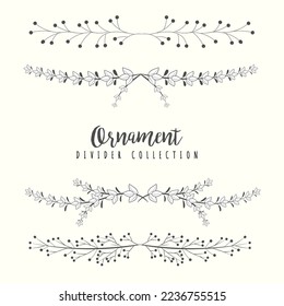 Hand drawn floral divider borders collection with branches and flower