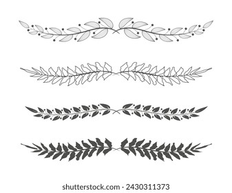 Hand drawn floral divider borders collection