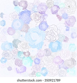 Hand drawn floral doodle background, abstract vector pattern.