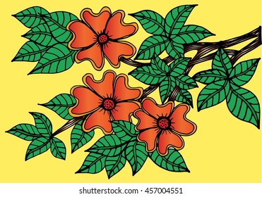 Hand drawn floral doodle. Coloring pages for book. Vector line art.