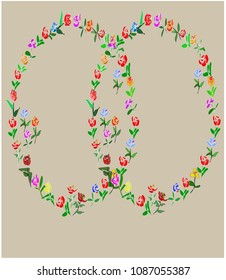 Hand drawn floral doodle vector wreath for  Greeting cards,wedding invitation, flyer, posters. Ornament composition with flowers on colorful background. For easy making compositions drag flower.
