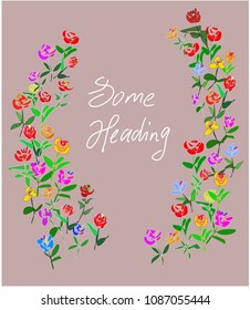 Hand drawn floral doodle vector wreath for  Greeting cards,wedding invitation, flyer, posters. Ornament composition with flowers on colorful background. For easy making compositions drag flower.