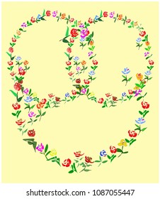 Hand drawn floral doodle vector wreath for  Greeting cards,wedding invitation, flyer, posters. Ornament composition with flowers on colorful background. For easy making compositions drag flower.