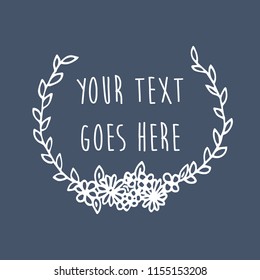 Hand drawn Floral Doodle Wreath. Decorative Floral Circle Ornaments. Hand drawn vector round frame. Vector eps10 illustration.