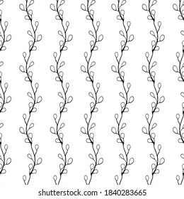 Elementos florales dibujados a mano de flores negras sobre un blanco