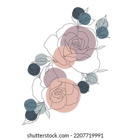 hand drawn floral elements with color swatch
