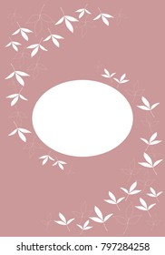 Hand drawn floral elements invitation/thank you/event/valentine vector card template in a pink and white color palette