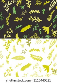 Hand drawn floral elements for our desig Leaves, flower. Vintage illustration