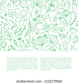 Hand drawn floral elements. Romantic surface design. Vector pattern with flowers.