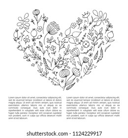 Hand drawn floral elements. Romantic surface design. Vector pattern with flowers.