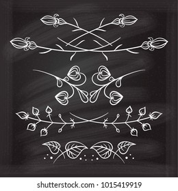 Hand drawn floral elements set on the chalkboard.