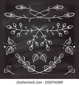 Hand drawn floral elements set on the chalkboard.