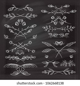 Hand drawn floral elements set on the chalkboard.