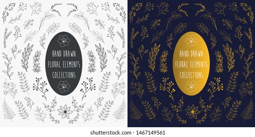 Hand Drawn Floral Elements Vector
