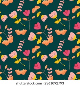 Hand drawn floral flower pattern. Vector illustration