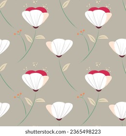 Hand drawn floral flower pattern. Vector illustration